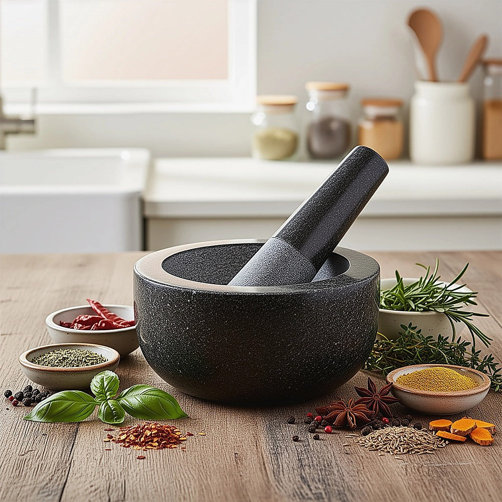 Kitchen Utensils: Large Pestle and Mortar Set Durable Granite Stone Spice & Herb Crusher