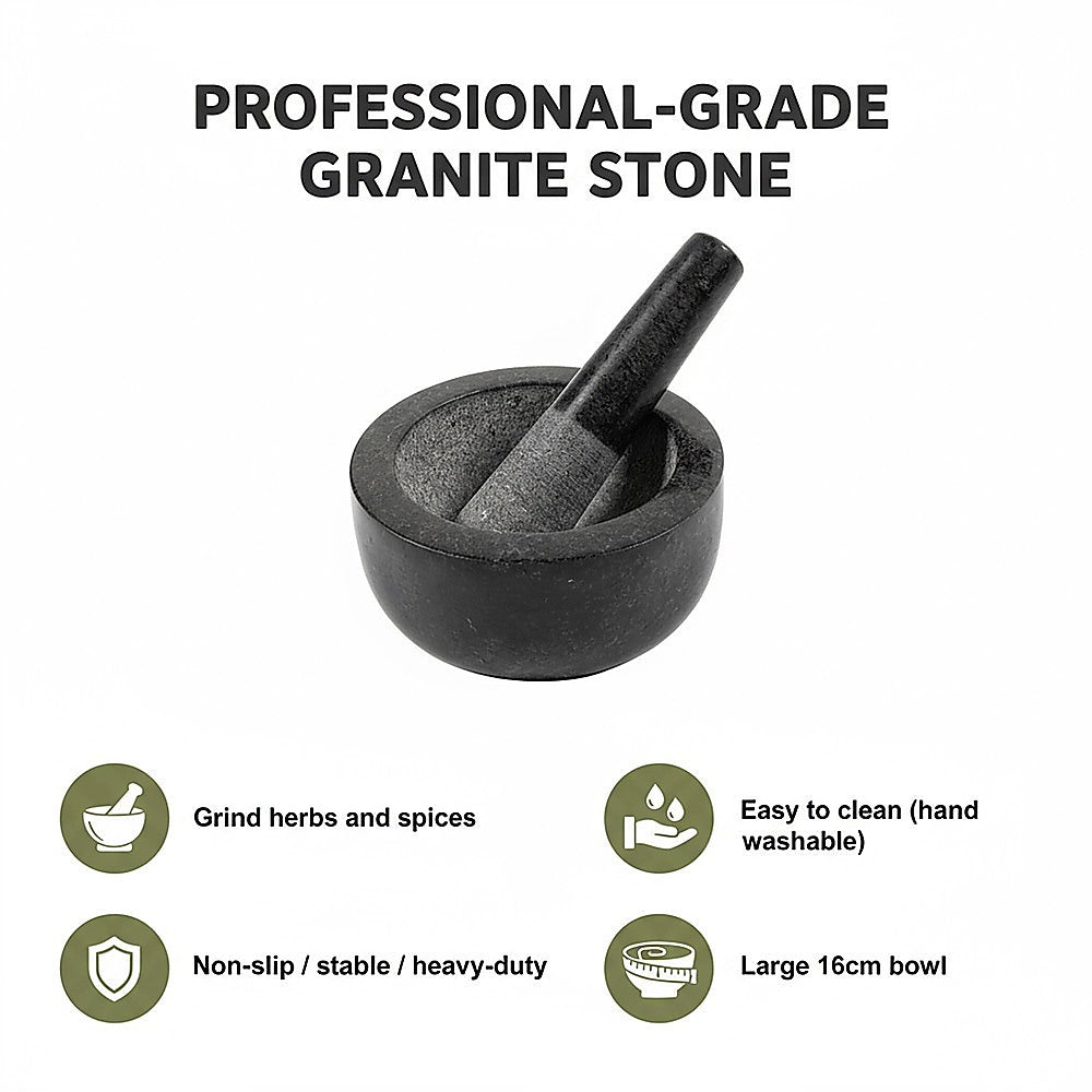 Kitchen Utensils: Large Pestle and Mortar Set Durable Granite Stone Spice & Herb Crusher
