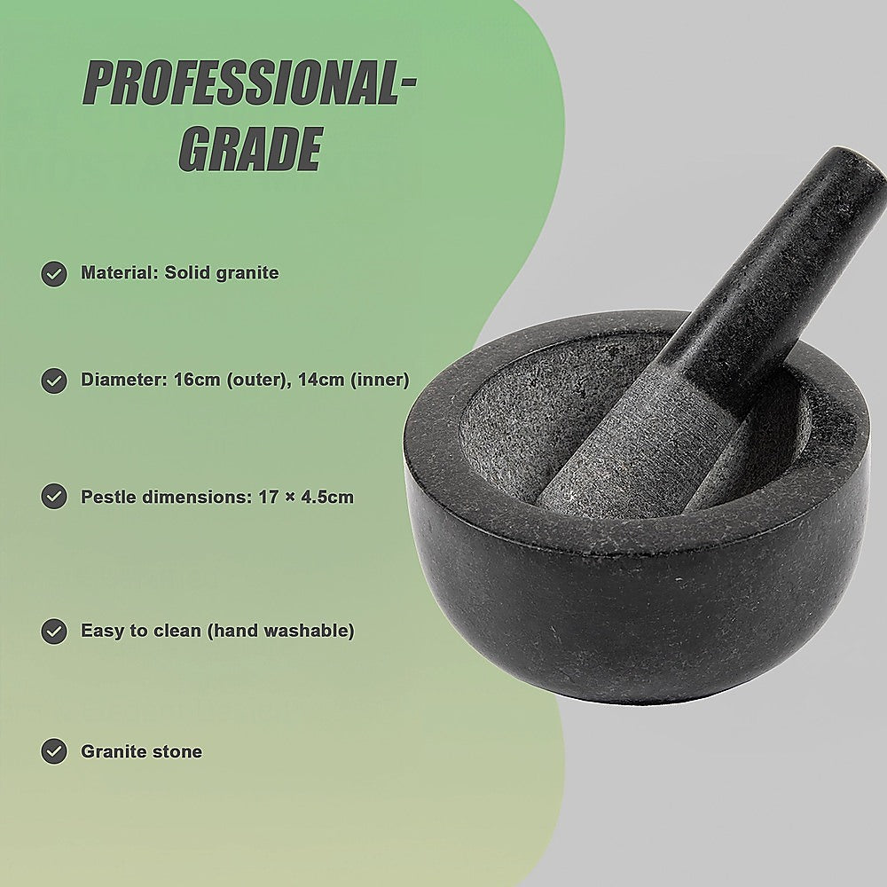 Kitchen Utensils: Large Pestle and Mortar Set Durable Granite Stone Spice & Herb Crusher
