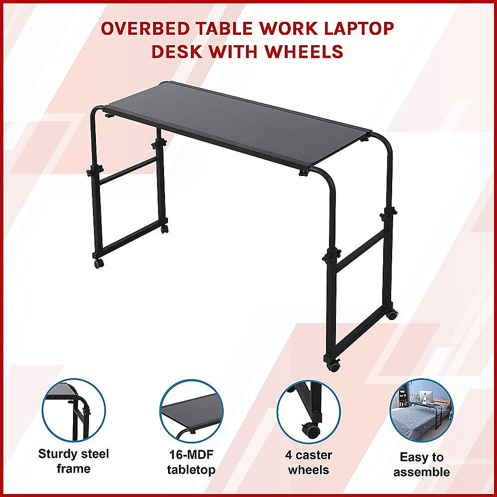 Desks: Overbed Table Work Laptop Desk with Wheels