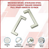 Door Hardware: Brushed Nickel Stainless Steel Kitchen Cabinet Square Drawer Pull Door Handles 15-Pack