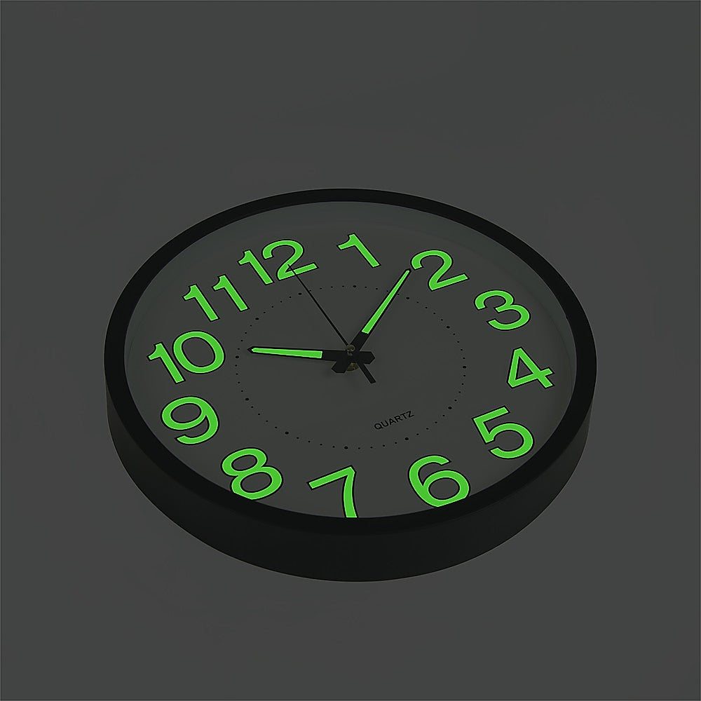 Clocks: 305mm Luminous Wall Clock Glow In The Dark Silent Quartz Indoor Home Modern Clock