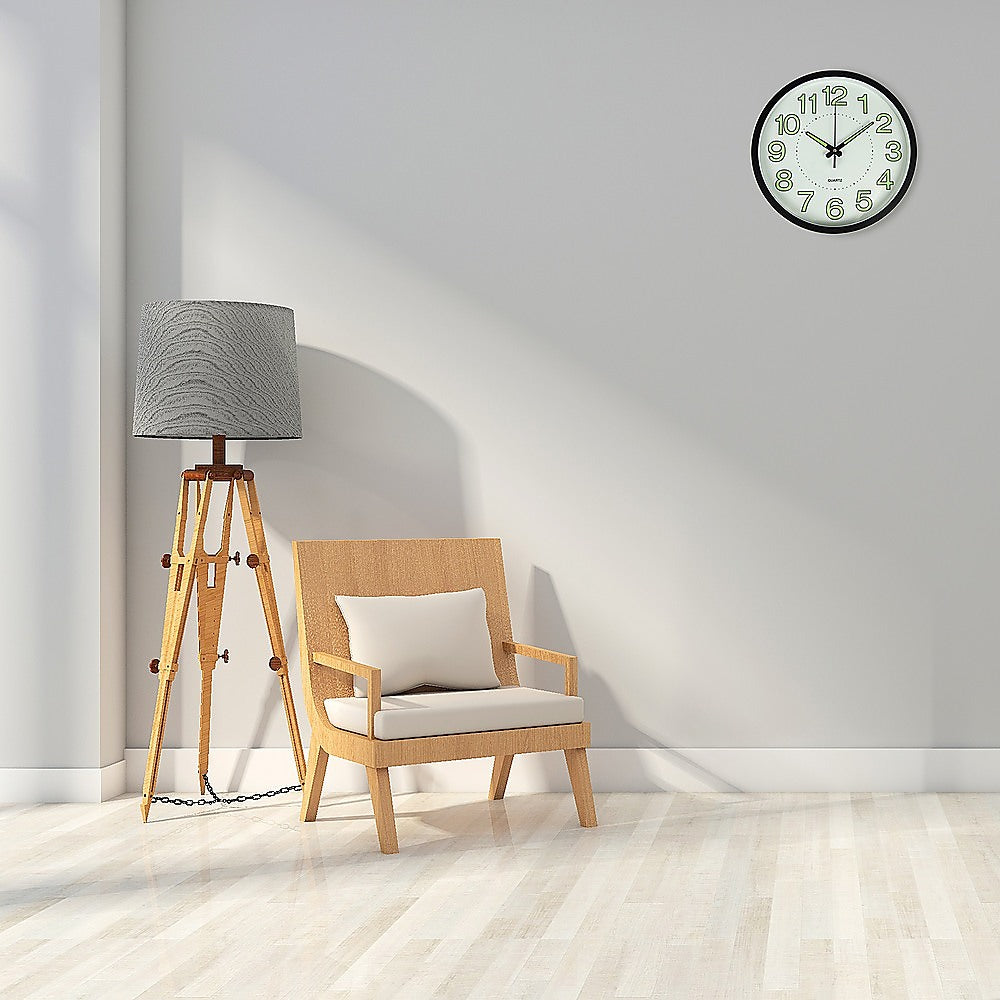 Clocks: 305mm Luminous Wall Clock Glow In The Dark Silent Quartz Indoor Home Modern Clock