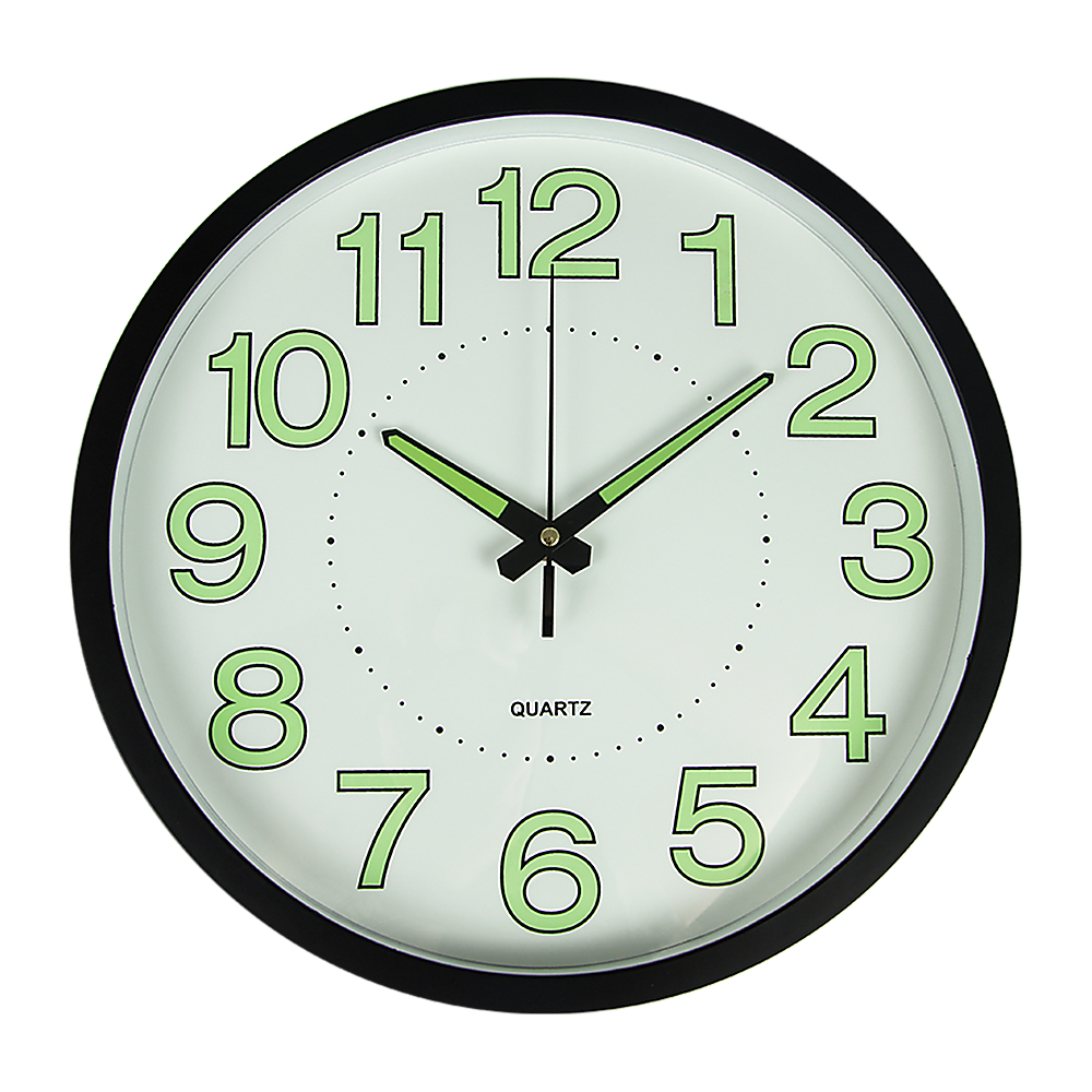 Clocks: 305mm Luminous Wall Clock Glow In The Dark Silent Quartz Indoor Home Modern Clock