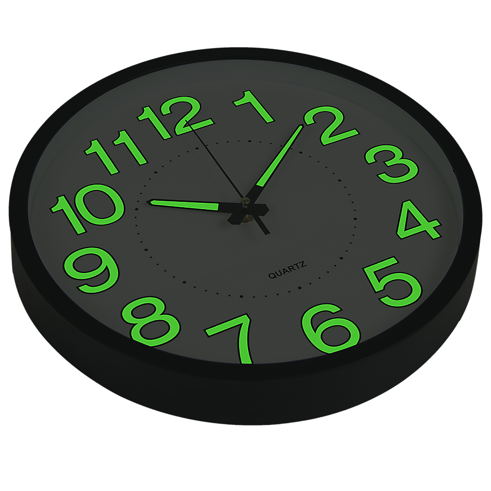 Clocks: 305mm Luminous Wall Clock Glow In The Dark Silent Quartz Indoor Home Modern Clock