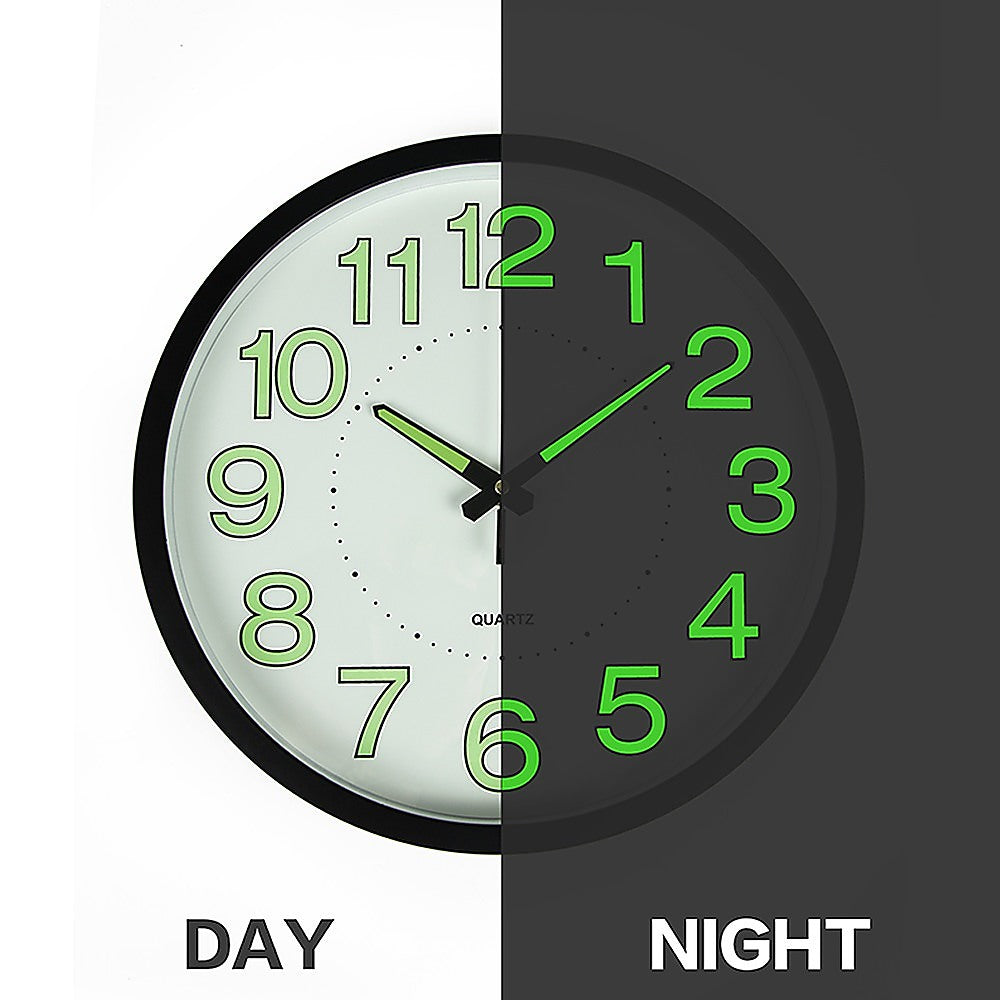 Clocks: 305mm Luminous Wall Clock Glow In The Dark Silent Quartz Indoor Home Modern Clock