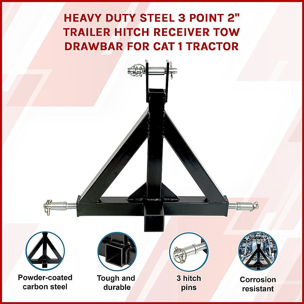 Caravan Accessories: Heavy Duty Steel 3 Point 2" Trailer Hitch Receiver Tow Drawbar For Cat 1 Tractor