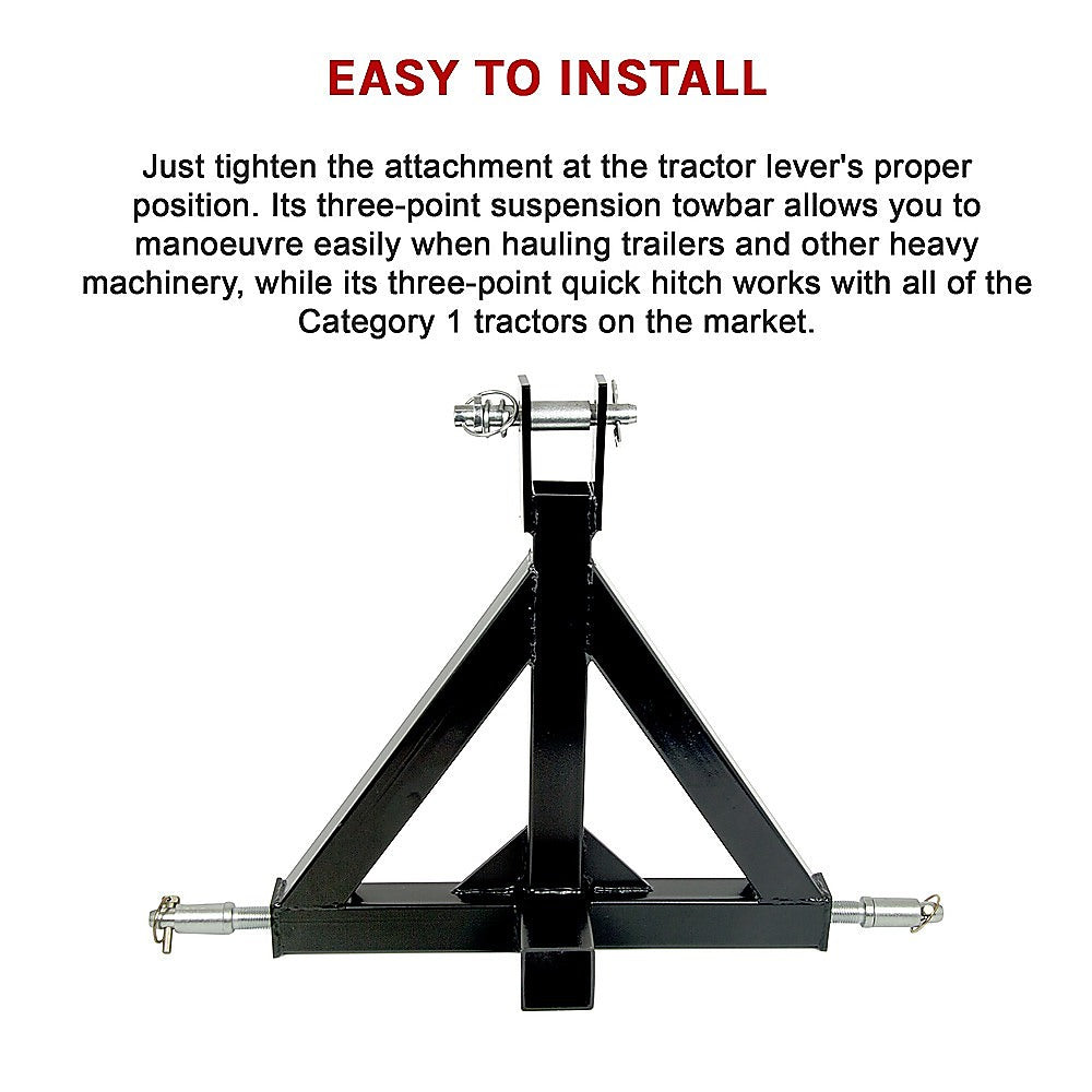 Caravan Accessories: Heavy Duty Steel 3 Point 2" Trailer Hitch Receiver Tow Drawbar For Cat 1 Tractor