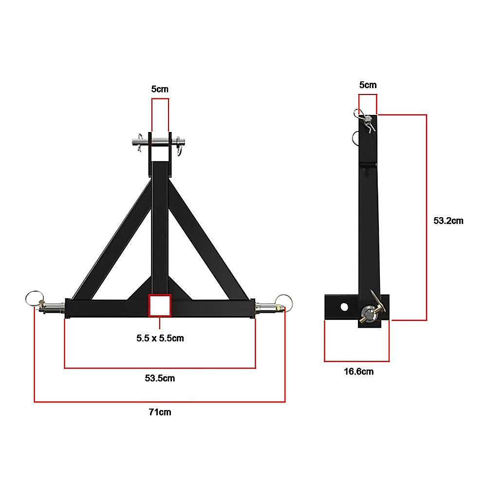 Caravan Accessories: Heavy Duty Steel 3 Point 2" Trailer Hitch Receiver Tow Drawbar For Cat 1 Tractor