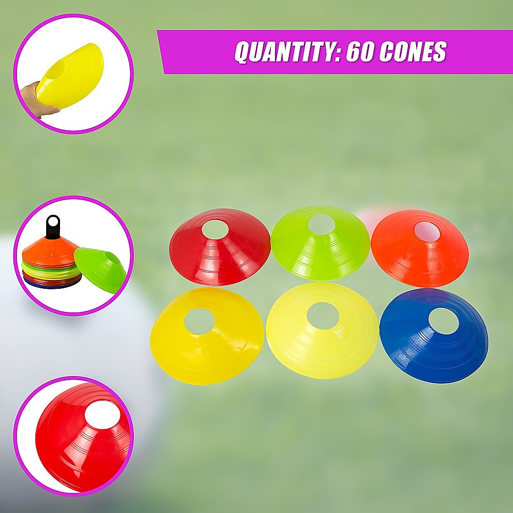 Soccer & Soccer Accessories: 60 Pack Sports Training Discs Markers Cones Soccer AFL Exercise Personal Fitness