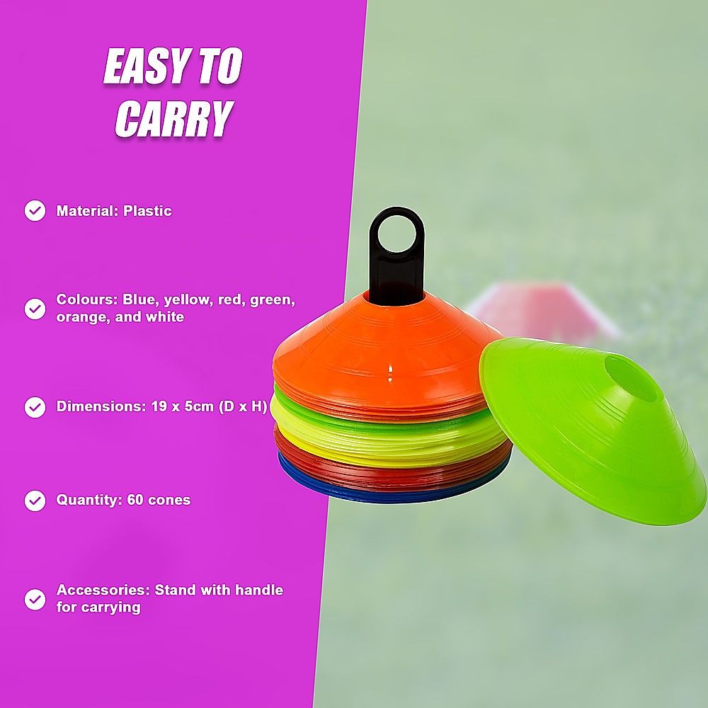 Soccer & Soccer Accessories: 60 Pack Sports Training Discs Markers Cones Soccer AFL Exercise Personal Fitness