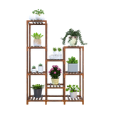 Pots, Planters & Accessories: Indoor Outdoor Garden Plant Stand Planter Flower Pot Shelf Wooden Shelving - 9 Shelves