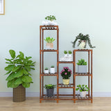 Pots, Planters & Accessories: Indoor Outdoor Garden Plant Stand Planter Flower Pot Shelf Wooden Shelving - 9 Shelves