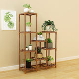 Pots, Planters & Accessories: Indoor Outdoor Garden Plant Stand Planter Flower Pot Shelf Wooden Shelving - 9 Shelves