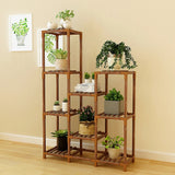 Pots, Planters & Accessories: Indoor Outdoor Garden Plant Stand Planter Flower Pot Shelf Wooden Shelving - 9 Shelves