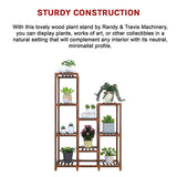 Pots, Planters & Accessories: Indoor Outdoor Garden Plant Stand Planter Flower Pot Shelf Wooden Shelving - 9 Shelves
