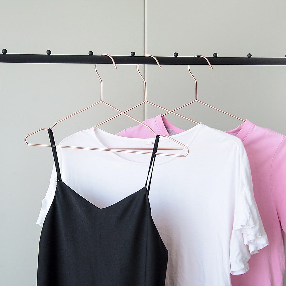Drying Racks & Hangers: Adult 16.5" Rose Gold Shiny Metal Wire Coat Suit Top Clothes Hangers (60pc per set)
