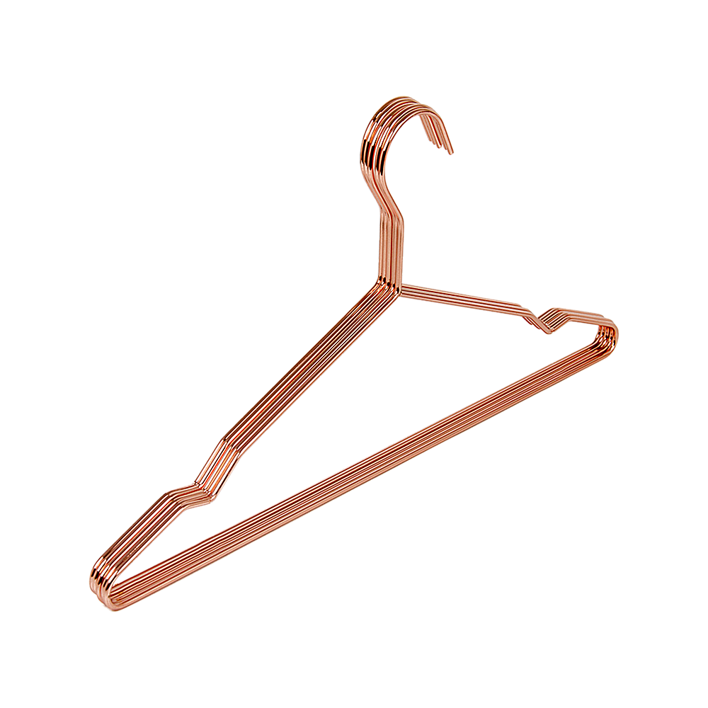 Drying Racks & Hangers: Adult 16.5" Rose Gold Shiny Metal Wire Coat Suit Top Clothes Hangers (60pc per set)
