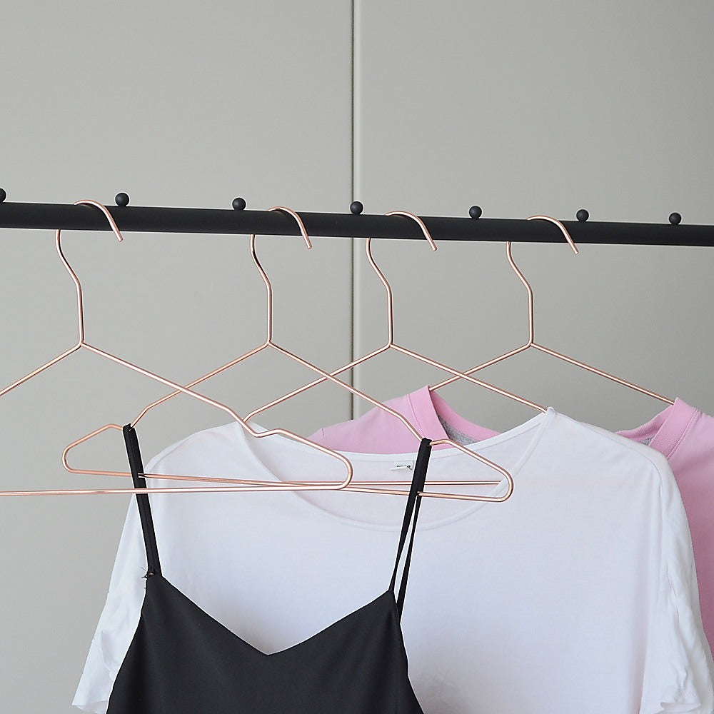 Drying Racks & Hangers: Adult 16.5" Rose Gold Shiny Metal Wire Coat Suit Top Clothes Hangers (30pc per set)
