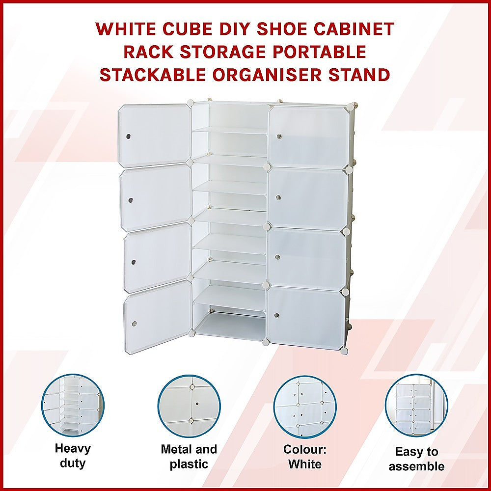 Sofas & Sofa Beds: White Cube DIY Shoe Cabinet Rack Storage Portable Stackable Organiser Stand