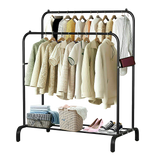 Clothing & Wardrobe Storage: Heavy Metal Double Clothes Rail Hanging Rack Garment Display Stand Storage Shelf