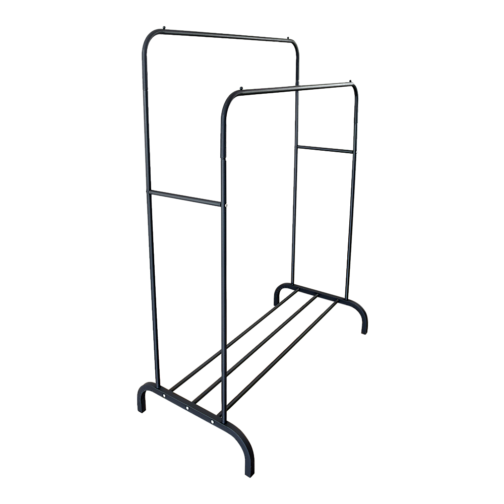 Clothing & Wardrobe Storage: Heavy Metal Double Clothes Rail Hanging Rack Garment Display Stand Storage Shelf