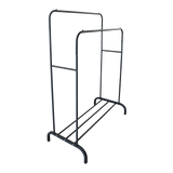 Clothing & Wardrobe Storage: Heavy Metal Double Clothes Rail Hanging Rack Garment Display Stand Storage Shelf