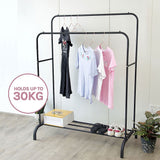 Clothing & Wardrobe Storage: Heavy Metal Double Clothes Rail Hanging Rack Garment Display Stand Storage Shelf