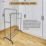 Clothing & Wardrobe Storage: Heavy Metal Double Clothes Rail Hanging Rack Garment Display Stand Storage Shelf