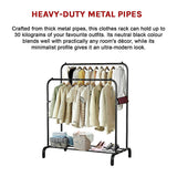 Clothing & Wardrobe Storage: Heavy Metal Double Clothes Rail Hanging Rack Garment Display Stand Storage Shelf