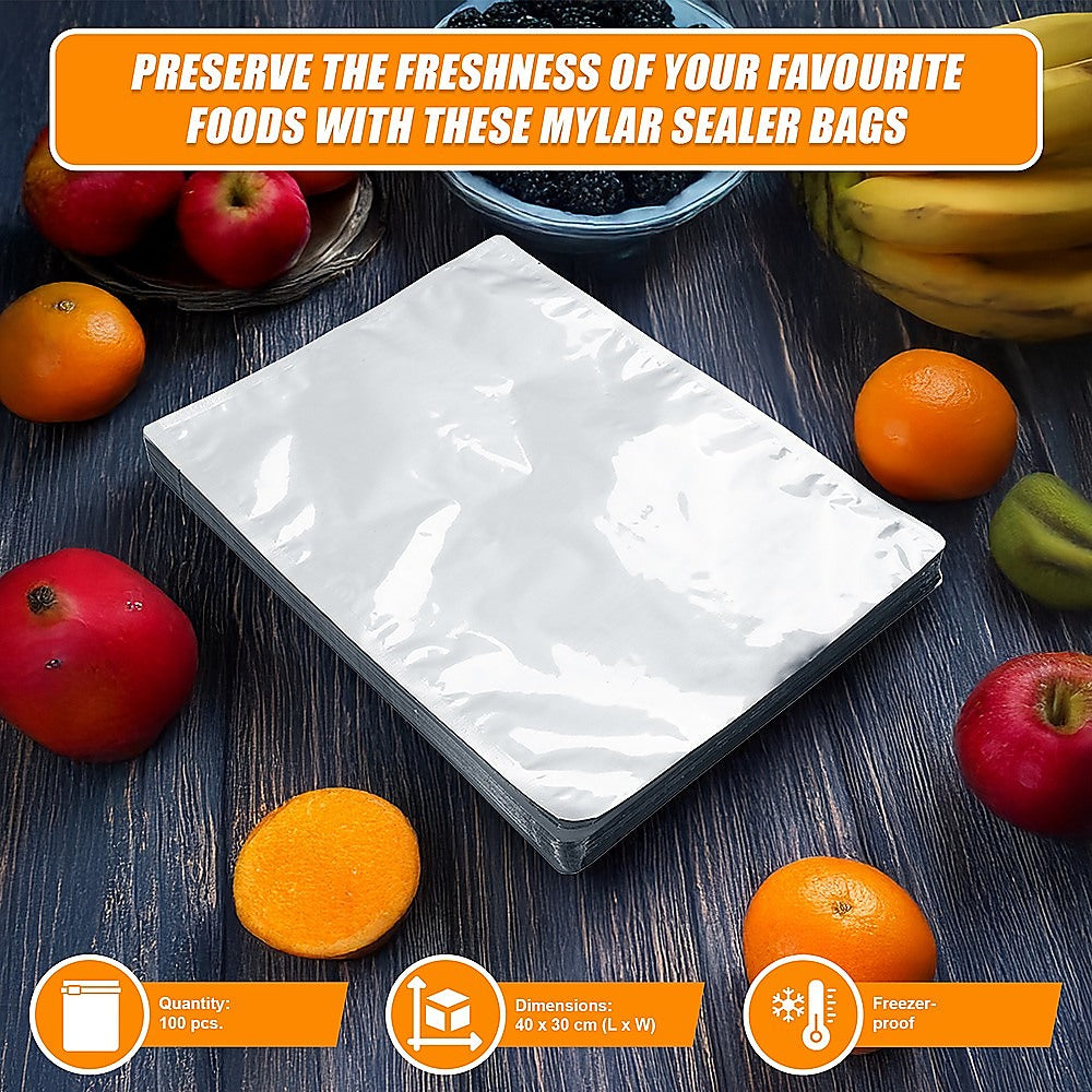 Storage Boxes: 100x Food Vacuum Bags Pouch Foil Aluminum Storage Bags Heat Seal 30x40cm