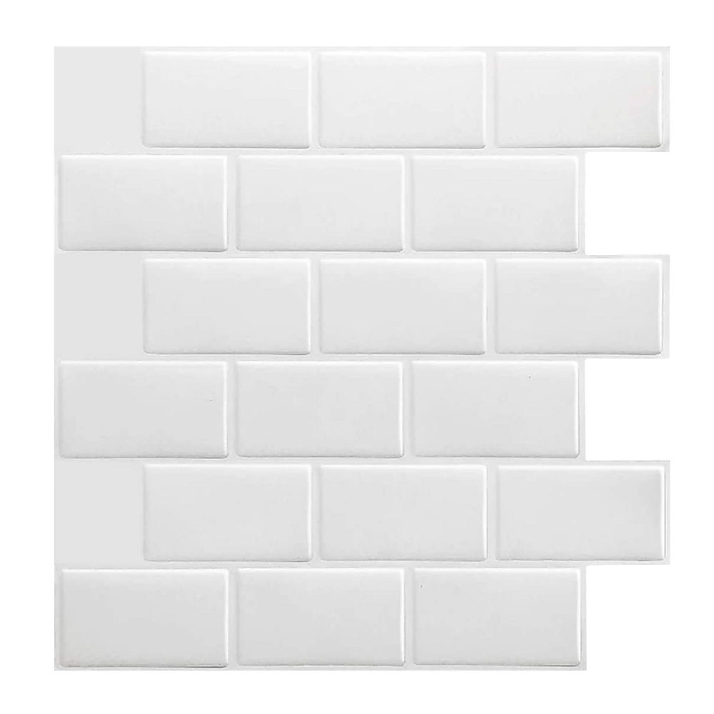Building Materials: Tiles 3D Peel and Stick Wall Tile Subway White (30 x 30cm x 10 sheets)