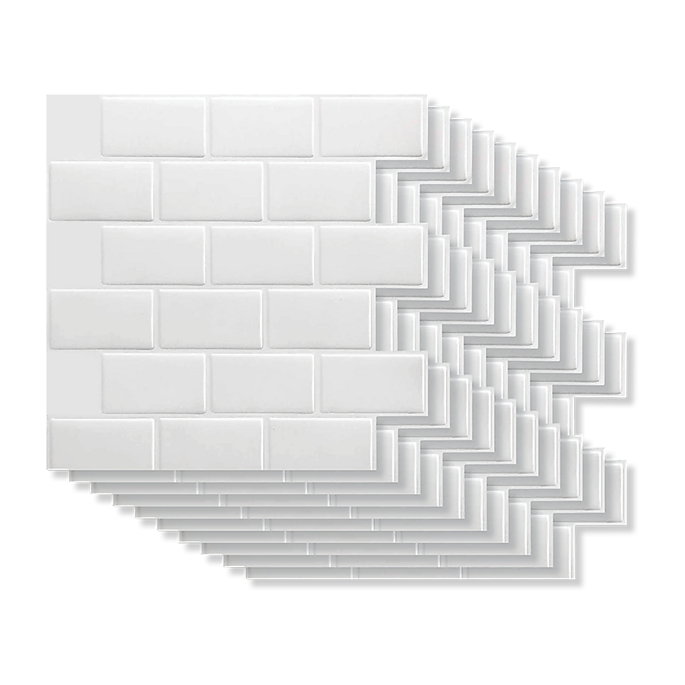 Building Materials: Tiles 3D Peel and Stick Wall Tile Subway White (30 x 30cm x 10 sheets)