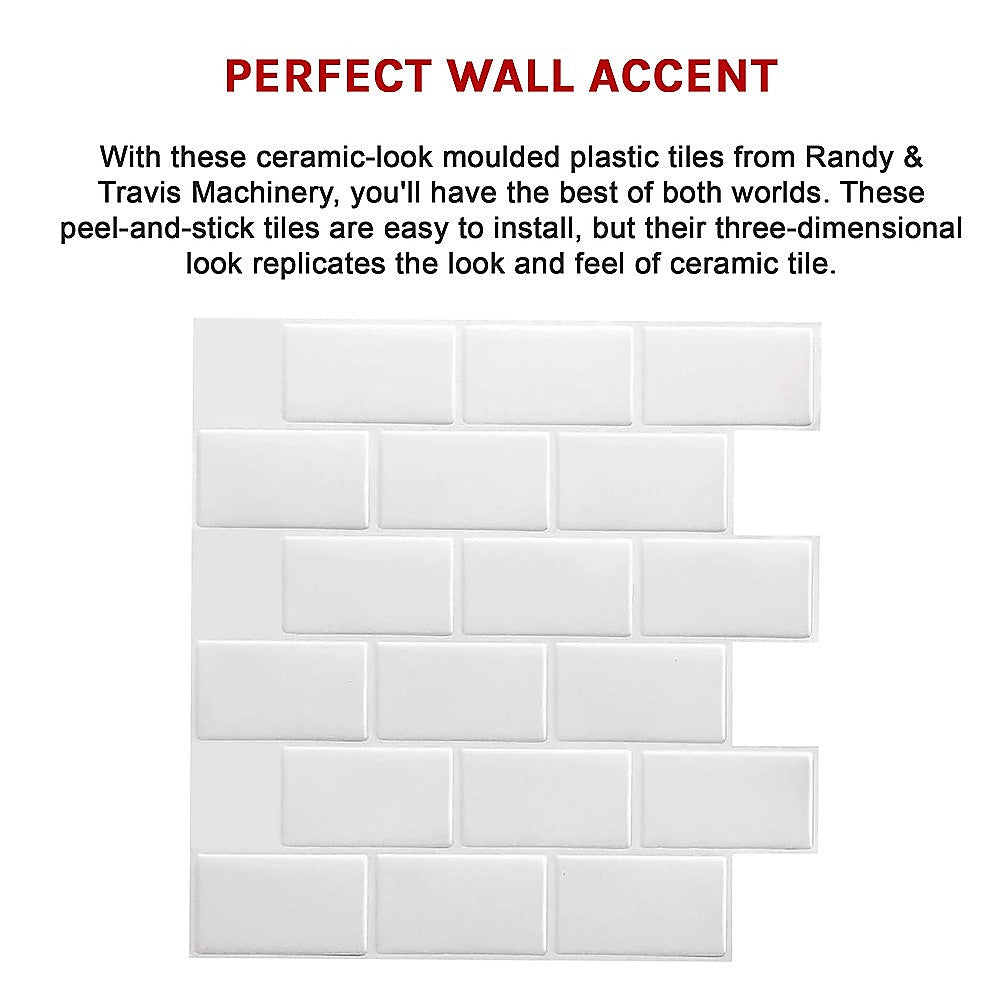 Building Materials: Tiles 3D Peel and Stick Wall Tile Subway White (30 x 30cm x 10 sheets)