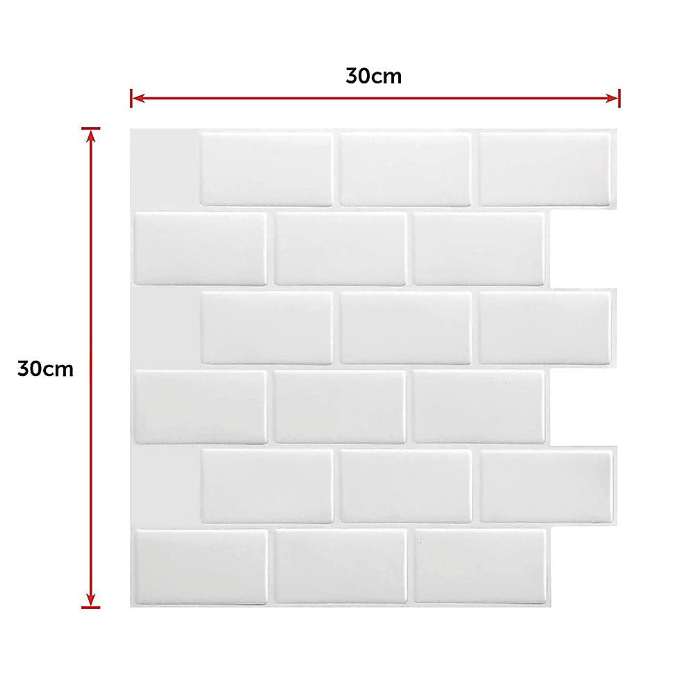 Building Materials: Tiles 3D Peel and Stick Wall Tile Subway White (30 x 30cm x 10 sheets)