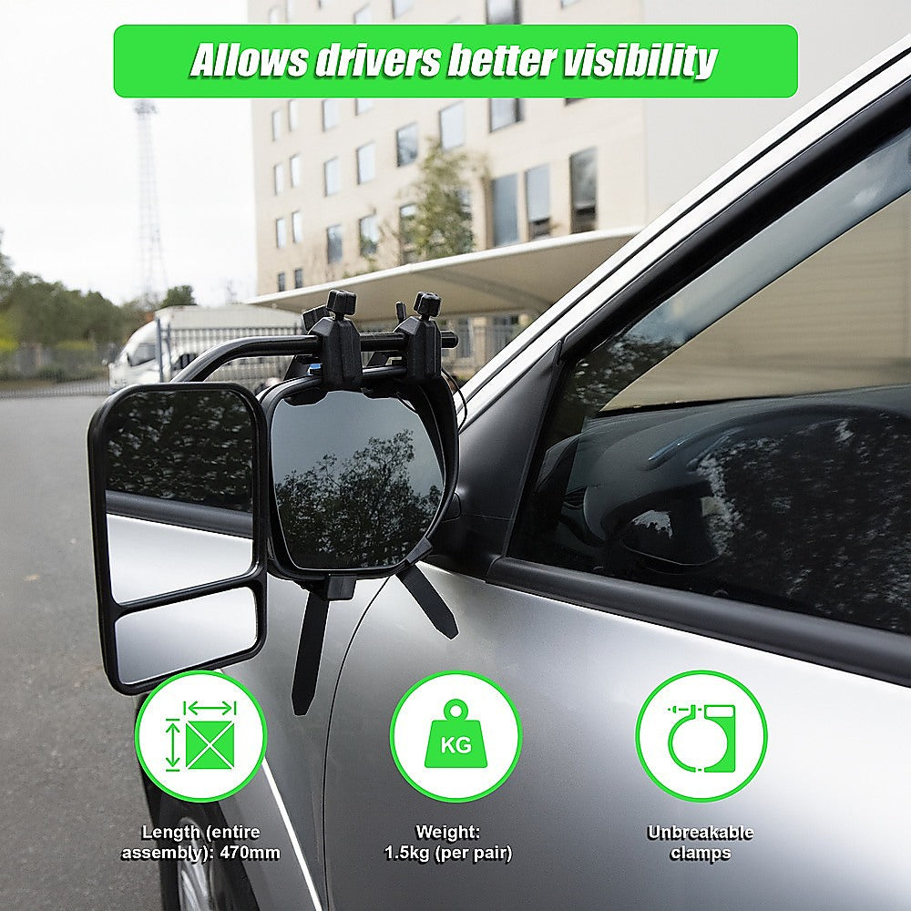 Masonry Tools: 2x Towing Mirrors Pair Clip on Multi Fit Clamp On Towing Caravan 4X4 Trailer