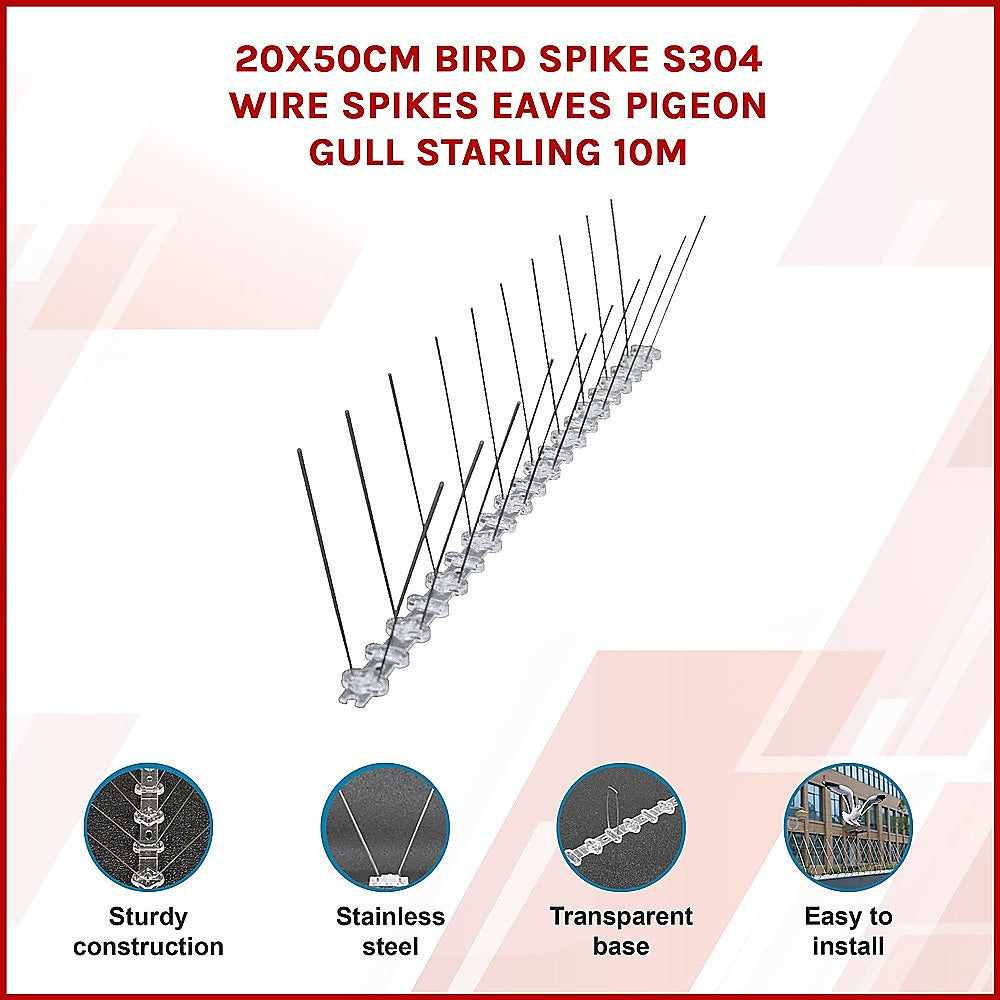 Gardening Accessories: 20x 50cm Bird Spike S304 wire Spikes Eaves Pigeon Gull Starling 10M