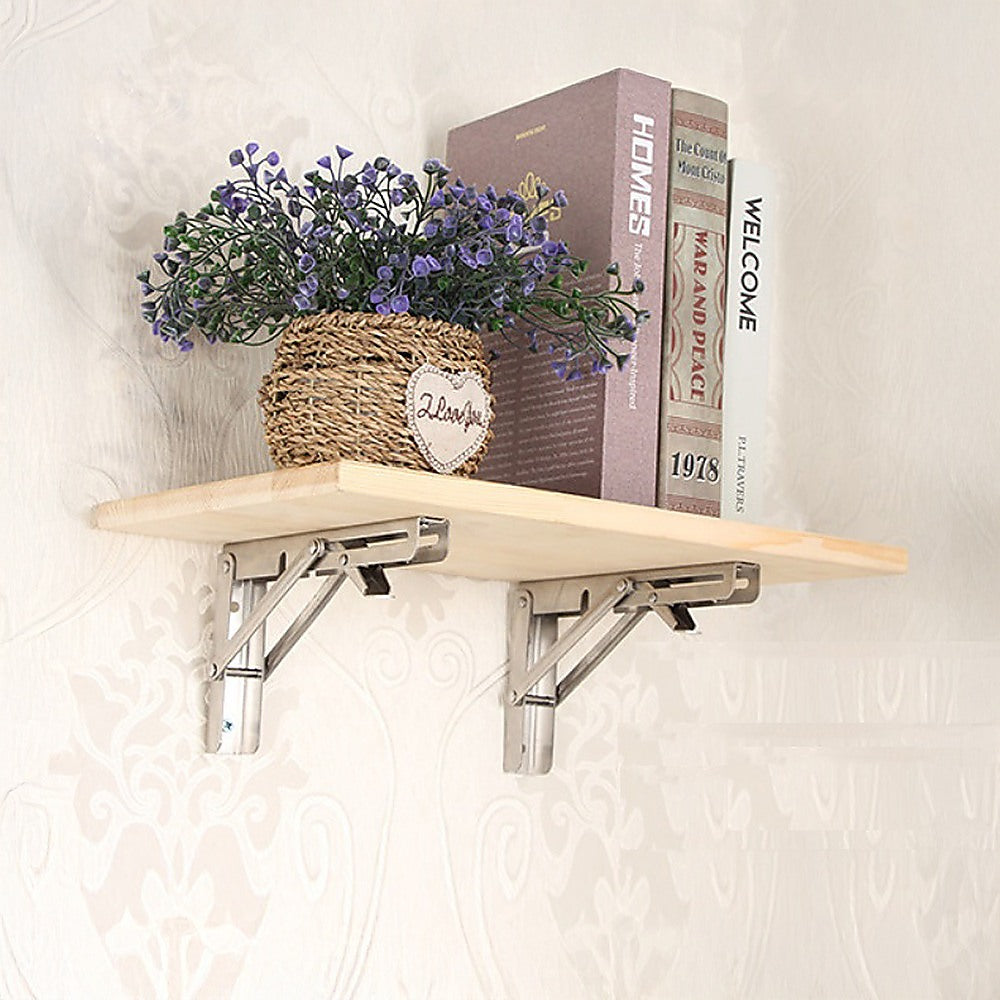 Sofas & Sofa Beds: 2x 10" Stainless Steel Folding Table Bracket Shelf Bench 50kg Load Heavy Duty