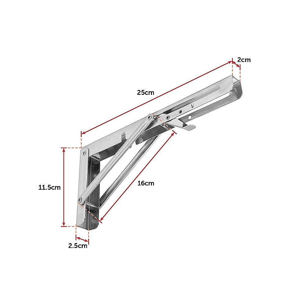 Sofas & Sofa Beds: 2x 10" Stainless Steel Folding Table Bracket Shelf Bench 50kg Load Heavy Duty