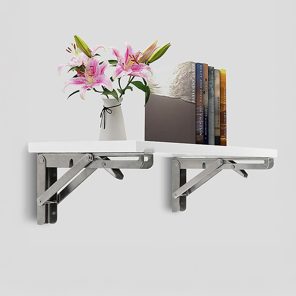 Sofas & Sofa Beds: 2x 20" Stainless Steel Folding Table Bracket Shelf Bench 50kg Load Heavy Duty