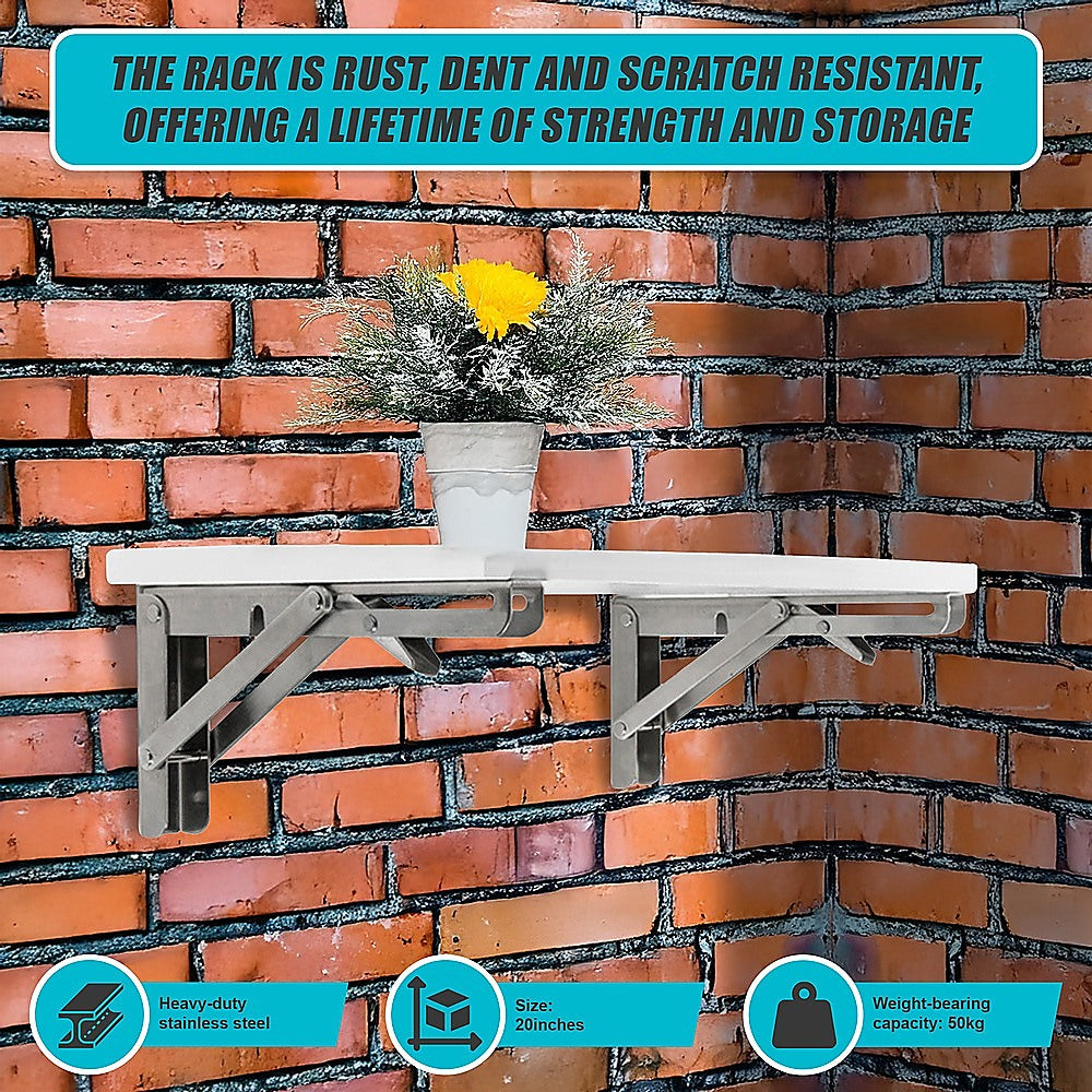 Sofas & Sofa Beds: 2x 20" Stainless Steel Folding Table Bracket Shelf Bench 50kg Load Heavy Duty