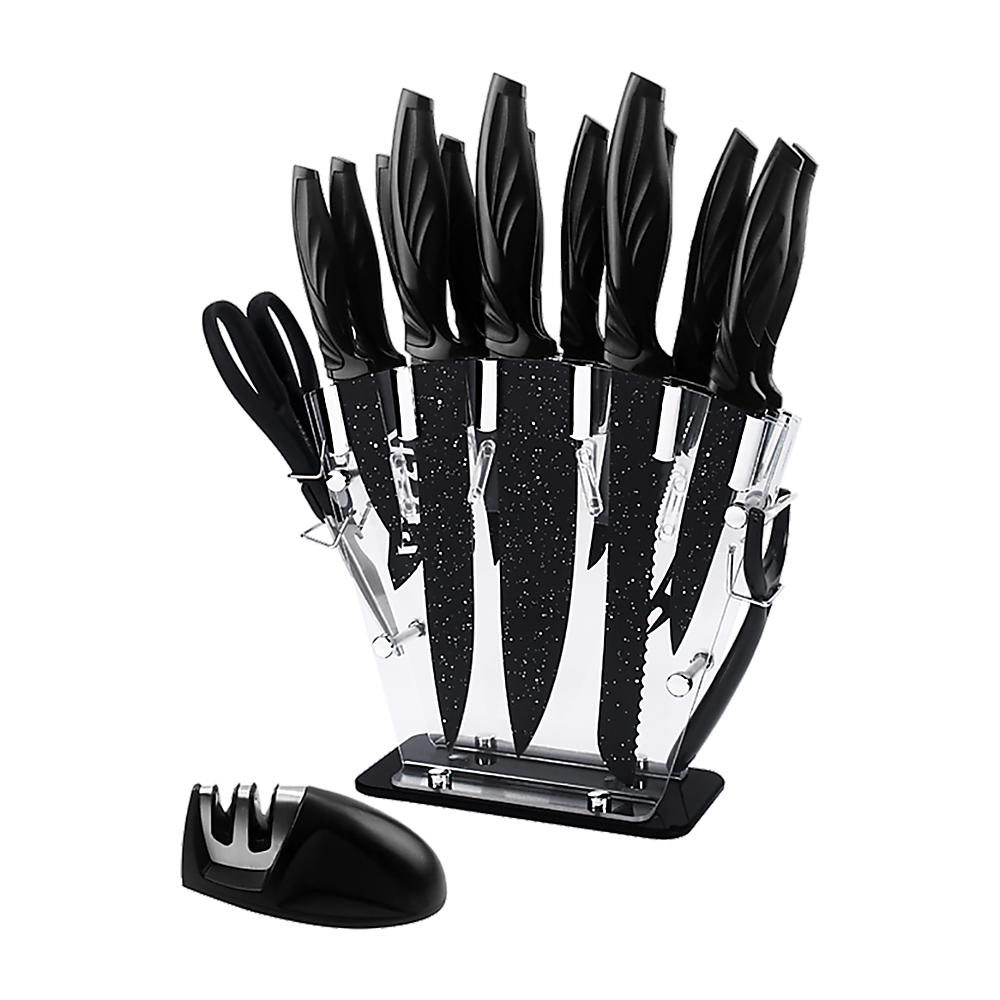 Kitchen Utensils: Kitchen 17 Piece Knife Set with Block and Sharpener Chef Knives