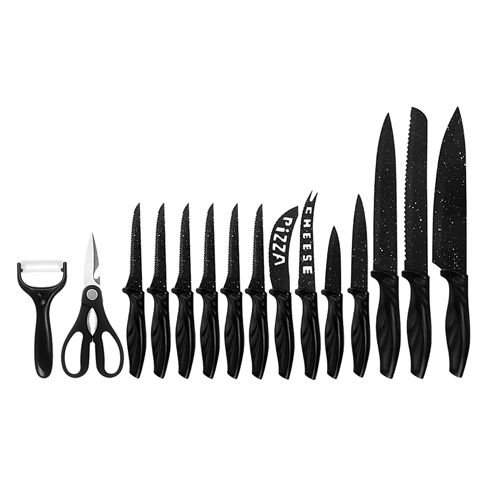 Kitchen Utensils: Kitchen 17 Piece Knife Set with Block and Sharpener Chef Knives