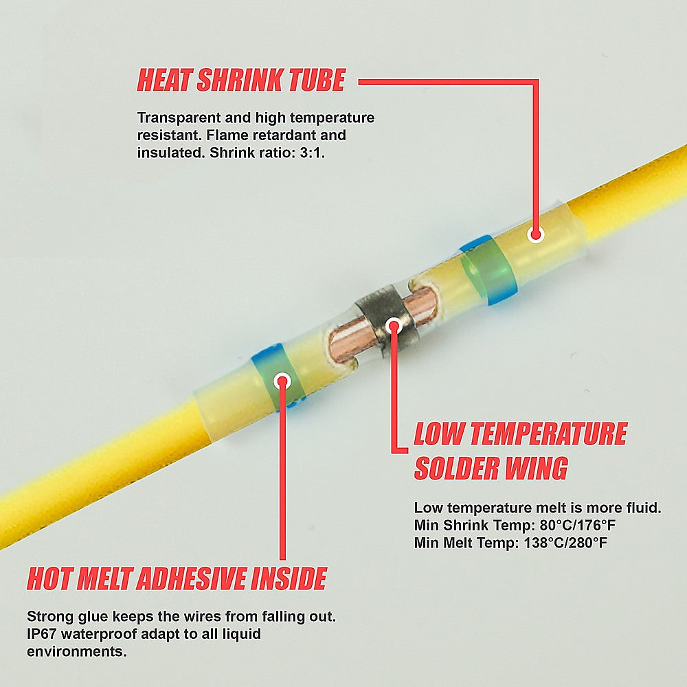 Masonry Tools: 250PCS Waterproof Solder Seal Sleeve Heat Shrink Butt Wire Connectors Terminals
