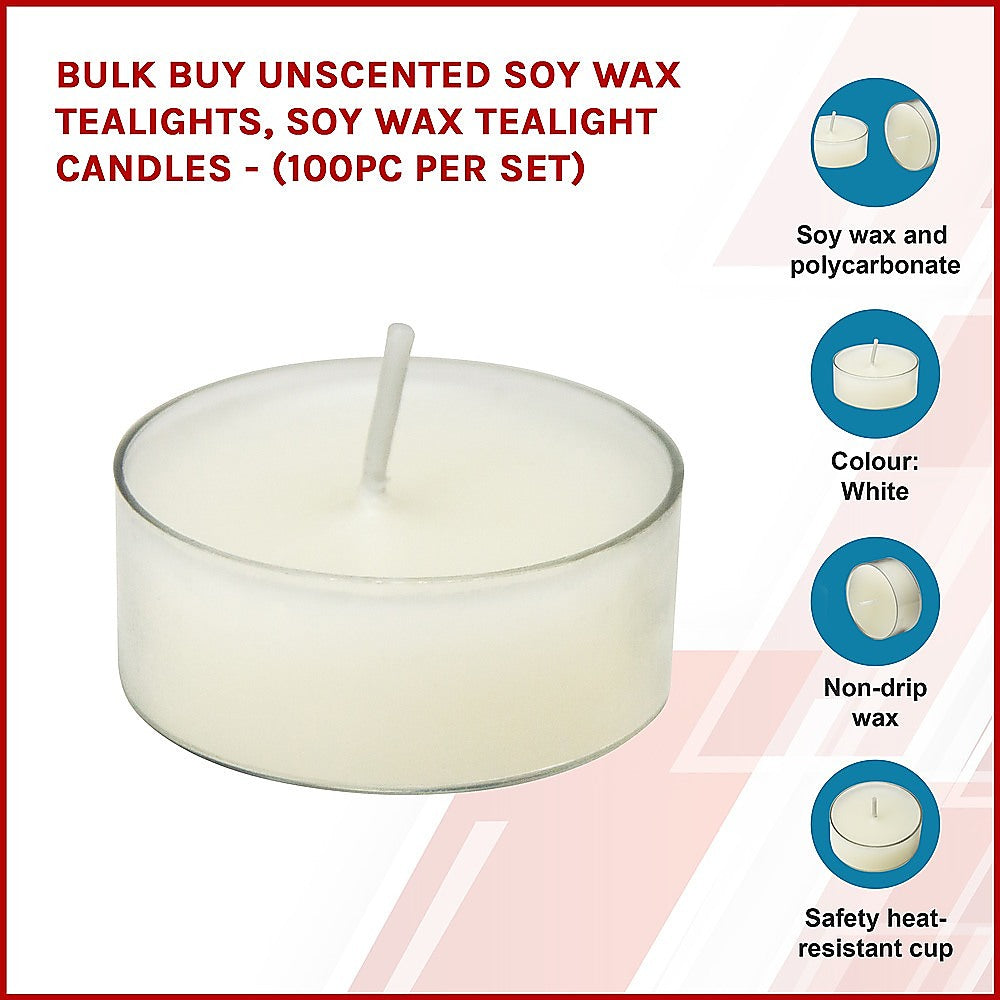 Candles & Diffusers: Bulk Buy Unscented SOY WAX Tealights, Soy Wax Tealight Candles - (100pc per set)