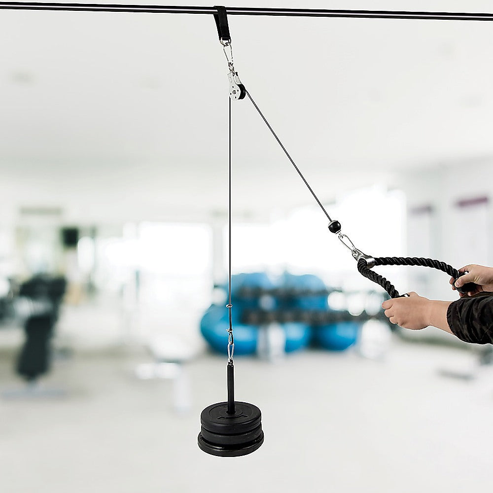 Gym Equipment & Accessories: Pulley System Cable Attachment Pull Down Machine DIY Home Gym Workout Kit