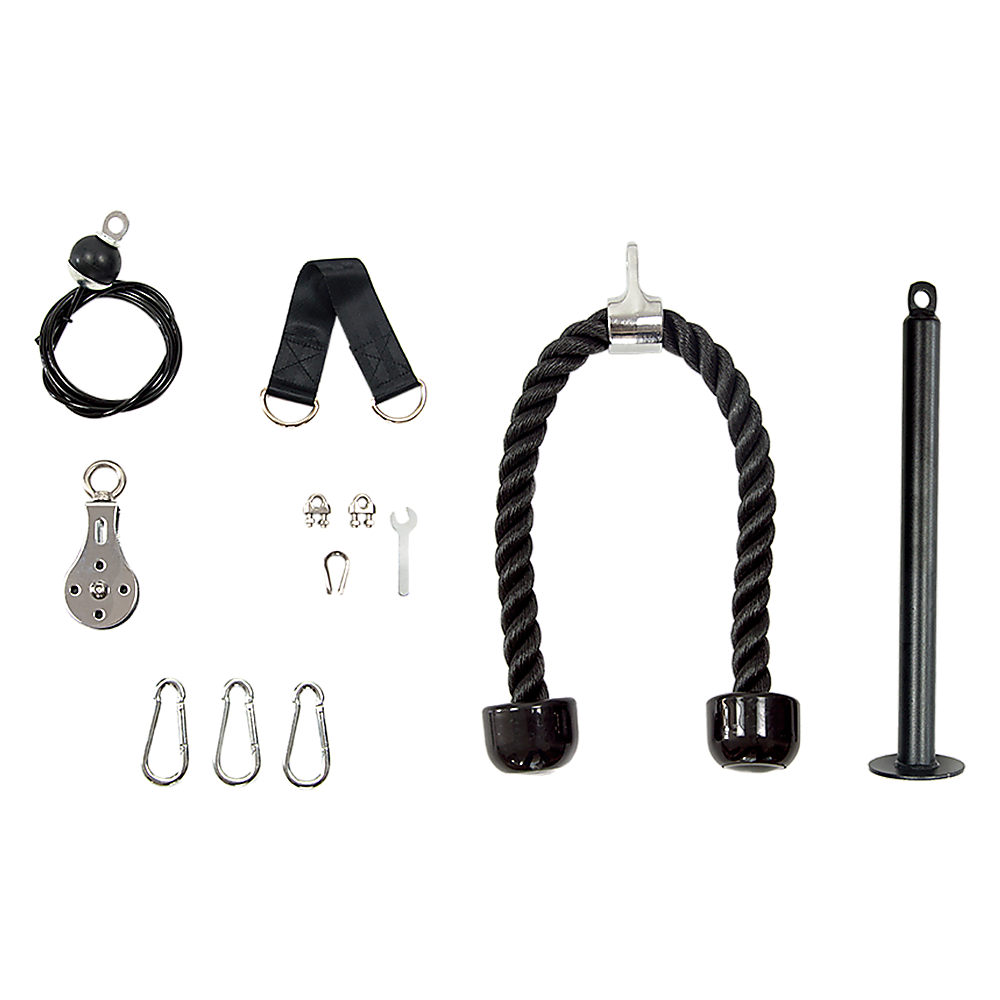 Gym Equipment & Accessories: Pulley System Cable Attachment Pull Down Machine DIY Home Gym Workout Kit