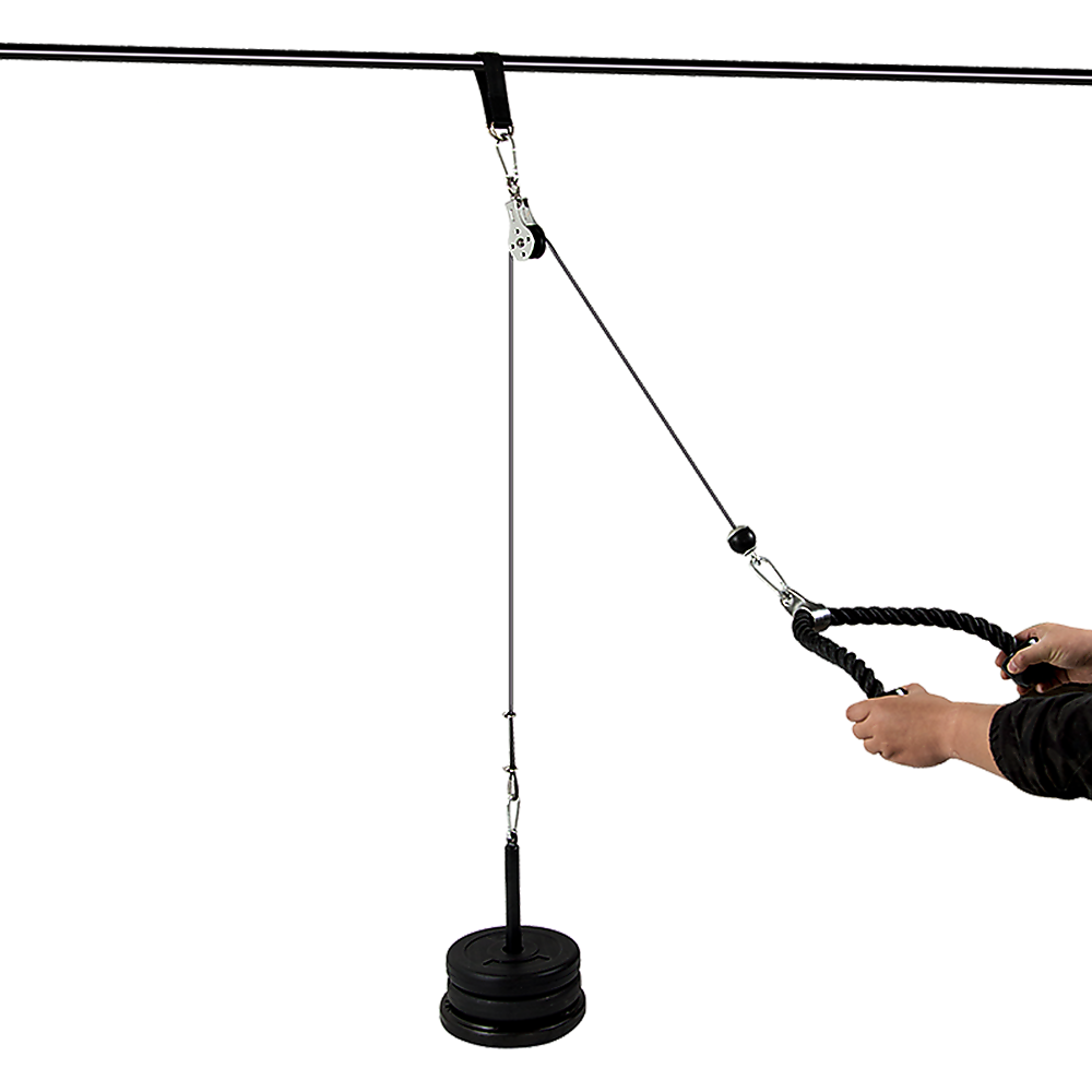 Gym Equipment & Accessories: Pulley System Cable Attachment Pull Down Machine DIY Home Gym Workout Kit