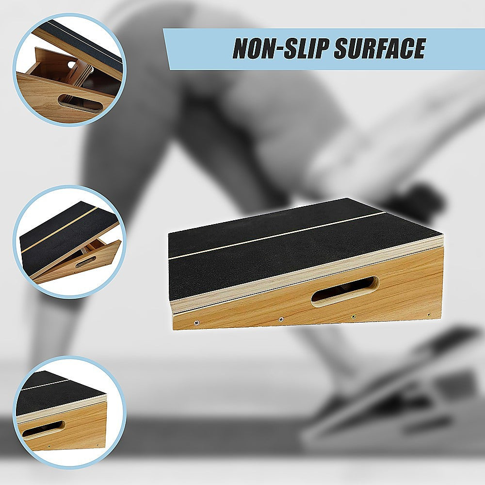 Yoga & Pilates: Wooden Slant Exercise Board With Adjustable Incline And Non-Slip Surface