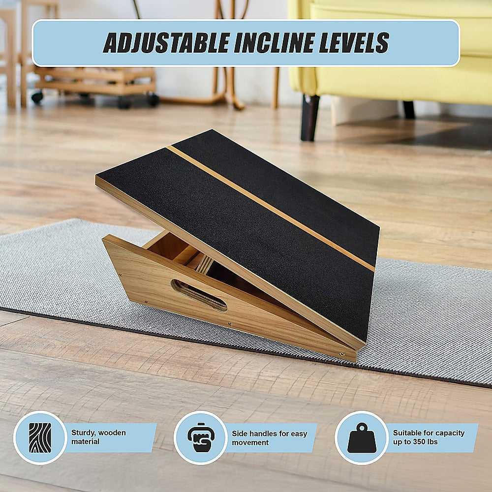 Yoga & Pilates: Wooden Slant Exercise Board With Adjustable Incline And Non-Slip Surface